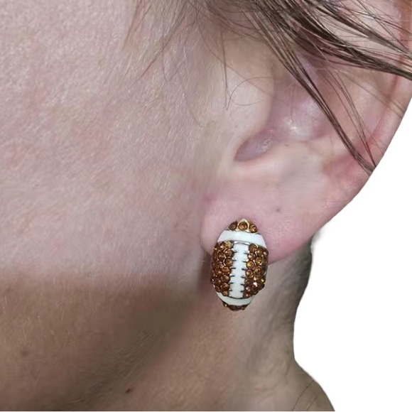 Sparking Football Stud Earrings - Picture 2 of 3